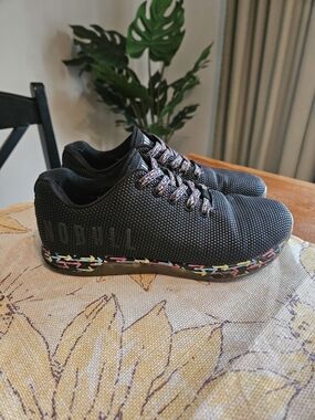 NOBULL Black Athletic Sneakers with Multicolor Sole Detail
